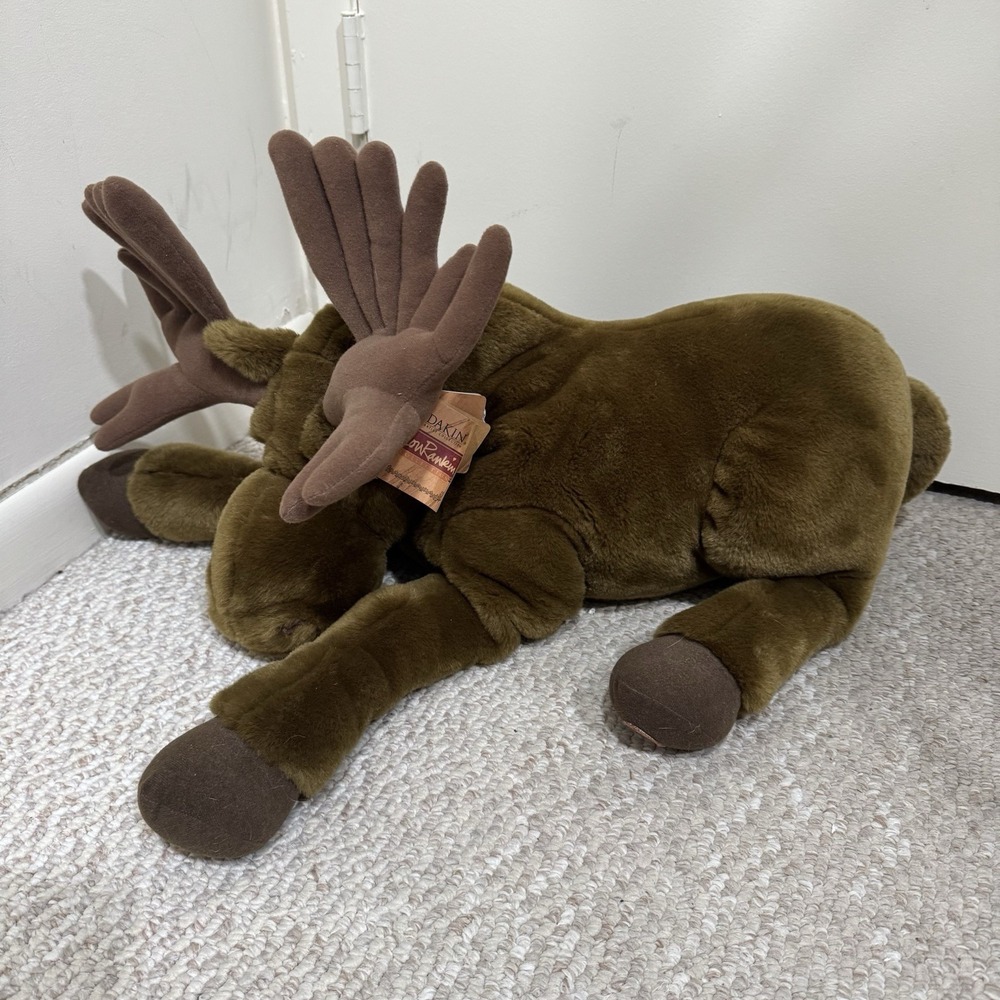 Dakin Lou Rankin Miles Moose Brown Cuddly 24" Plush Stuffed Animal Realistic NWT - Picture 2 of 11